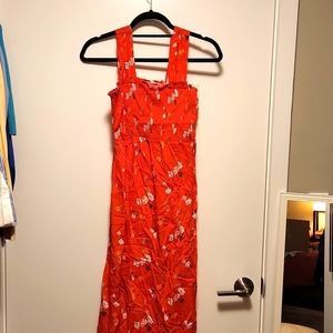 Long orange floral dress